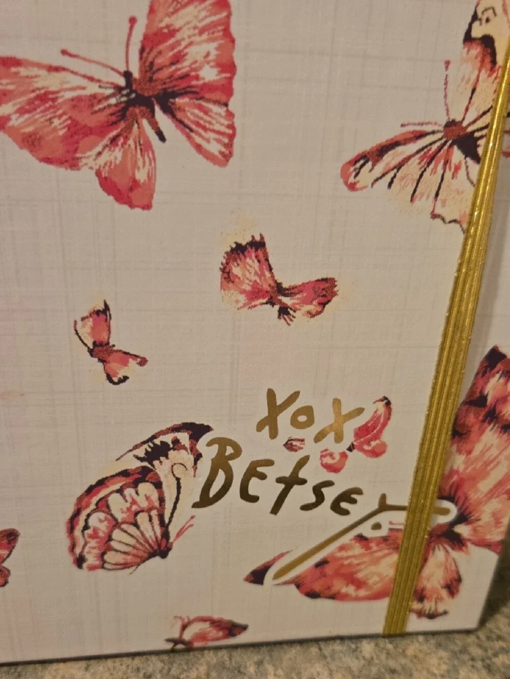 Betsey Johnson Pink Butterfly Padfolio with Gold Pen New
